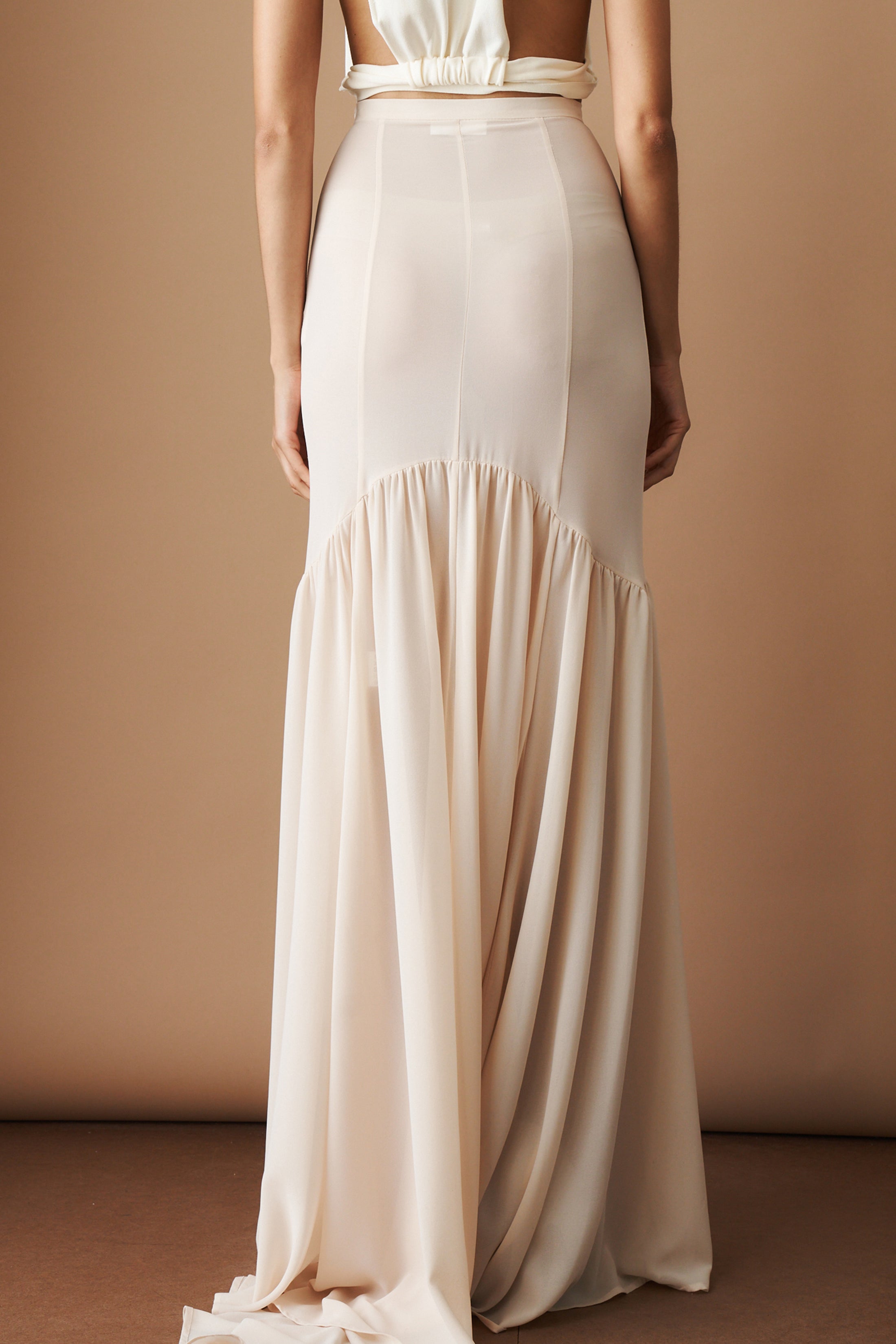 Ruffled Maxi Skirt Nude - DÉSORDRE