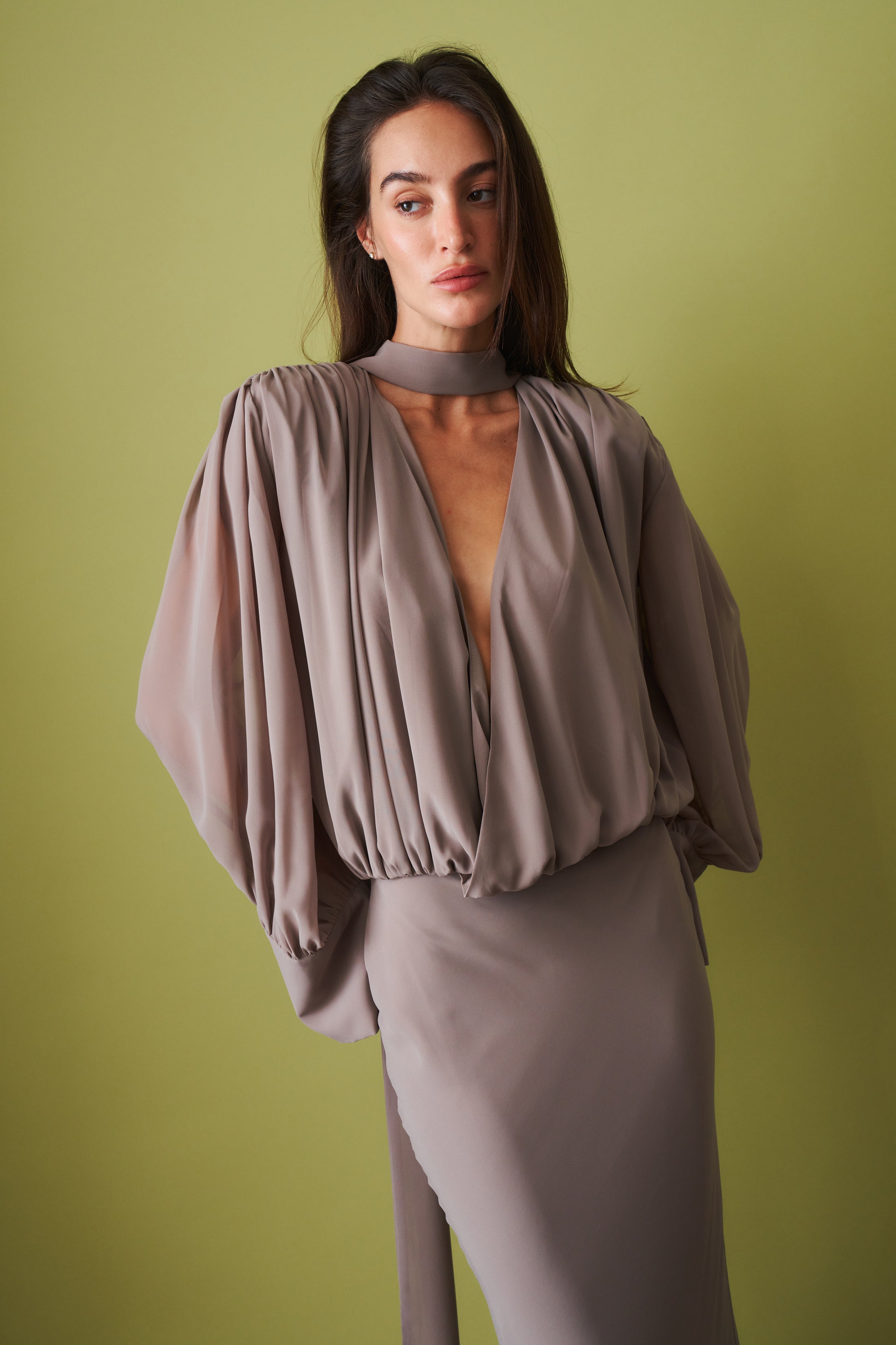 Chiffon Long Sleeve Maxi Dress - DÉSORDRE