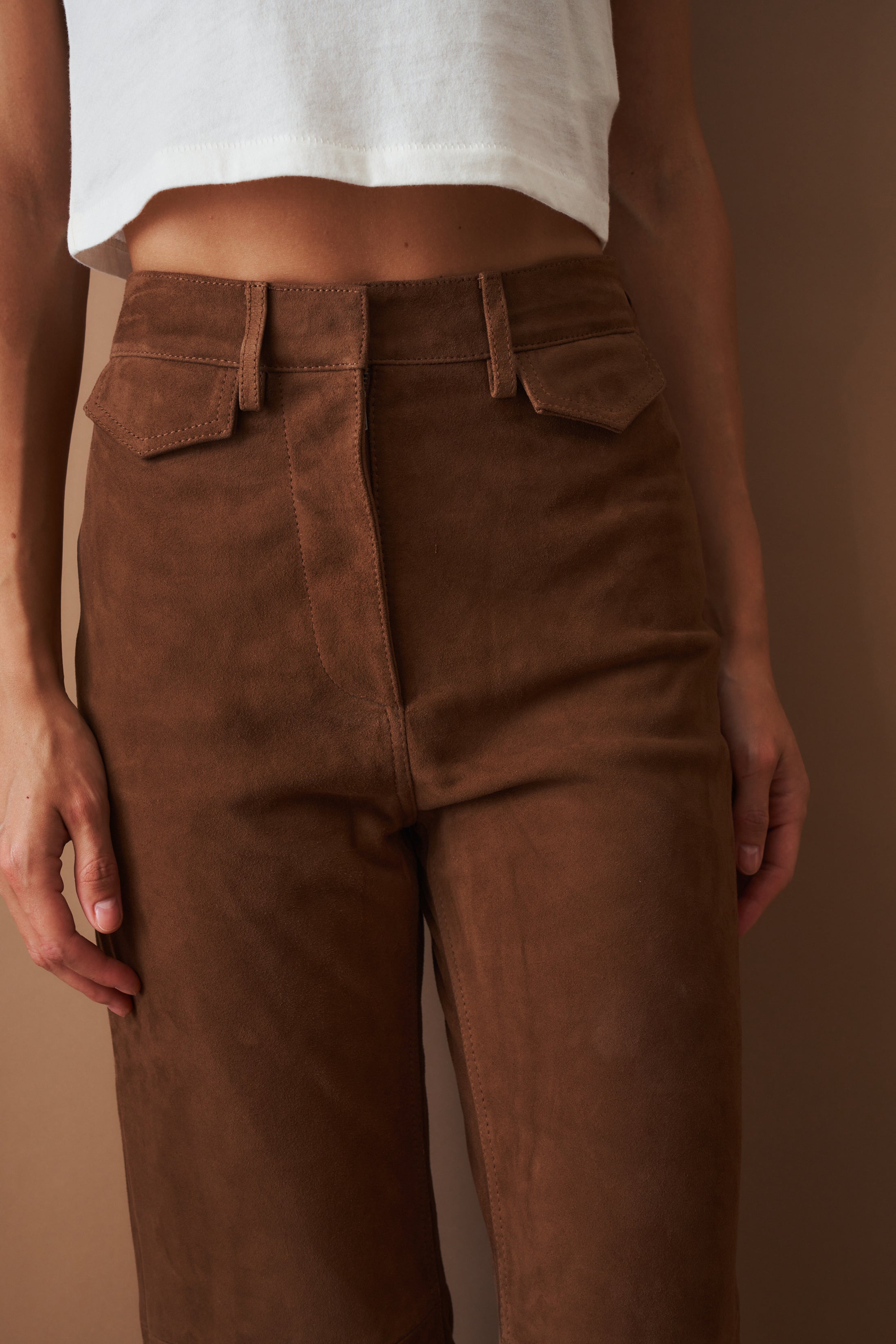 Suede High Waisted Pants - DÉSORDRE