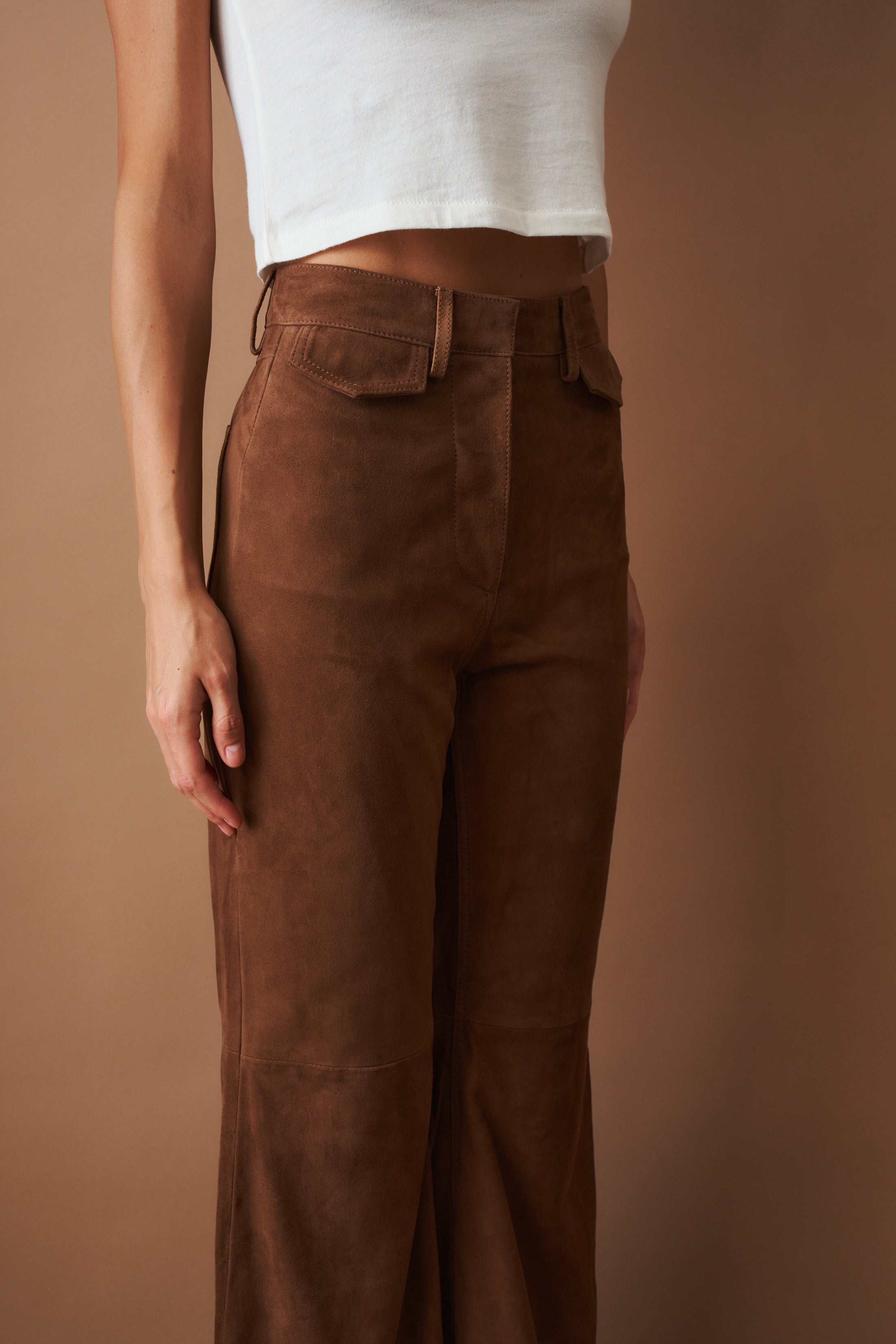 Suede High Waisted Pants - DÉSORDRE