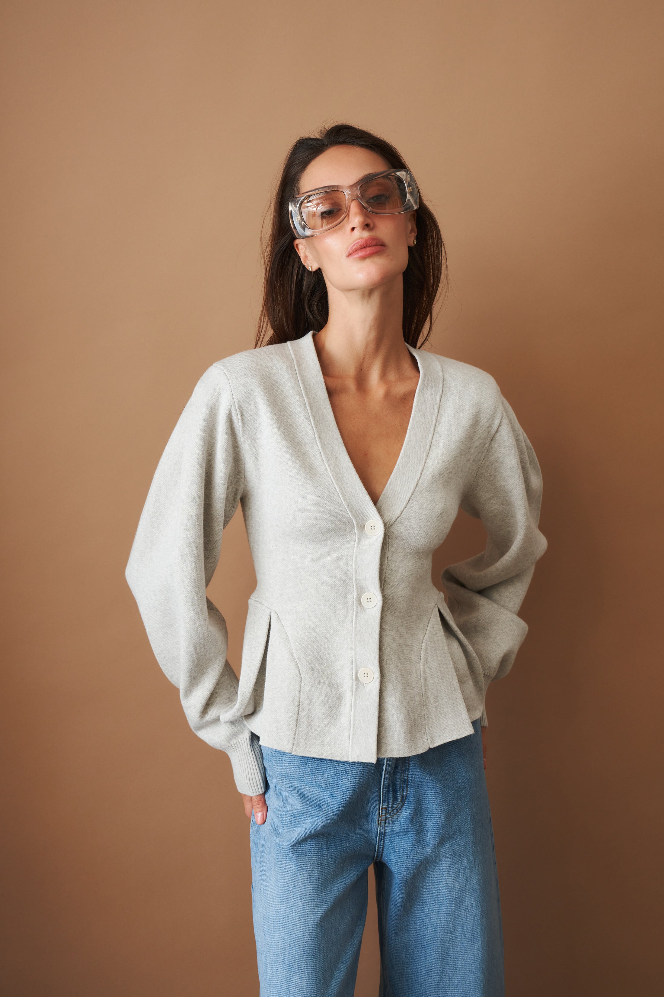 Peplum Knit Cardigan - DÉSORDRE