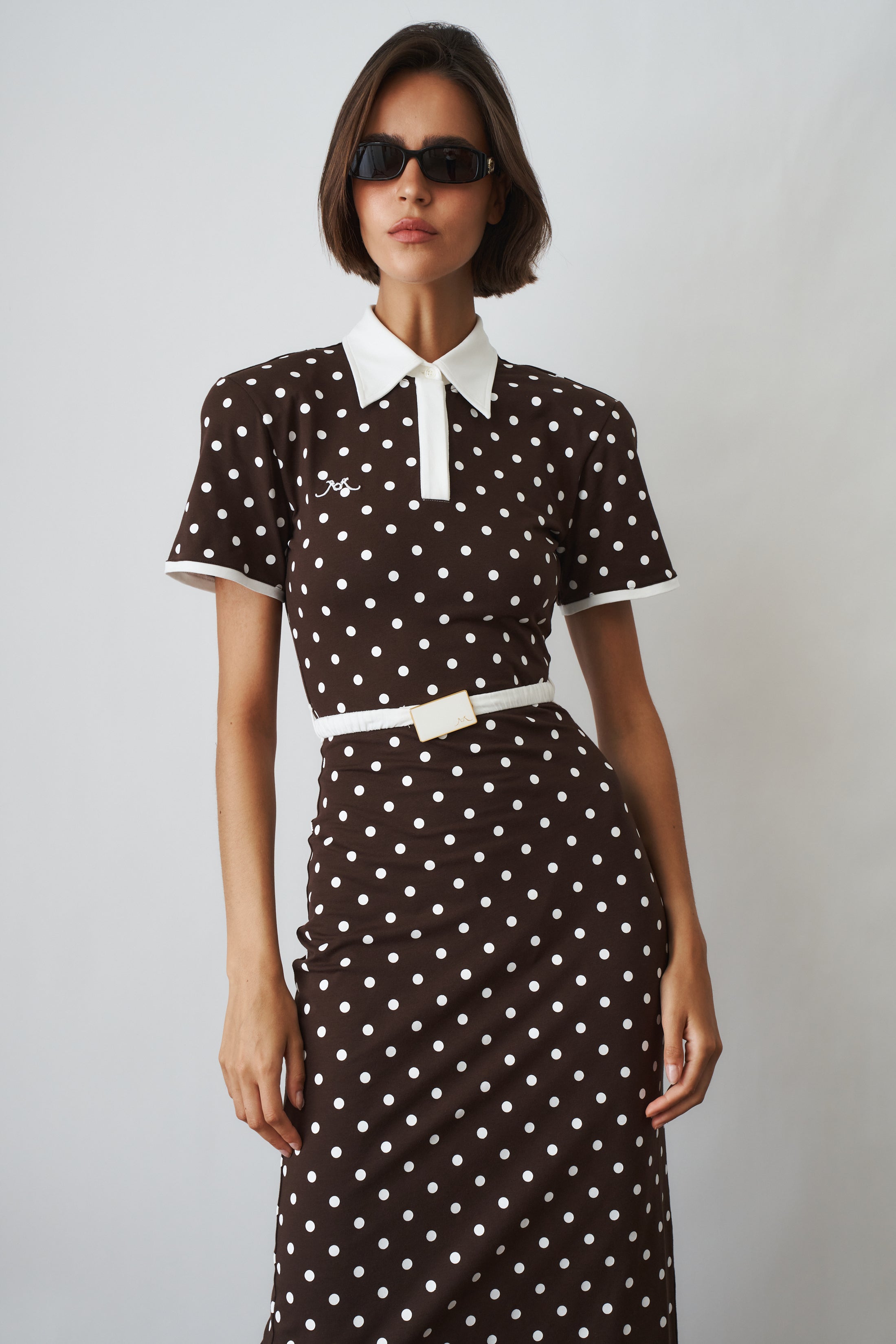 Polka Dot Jersey Dress Brown - DÉSORDRE