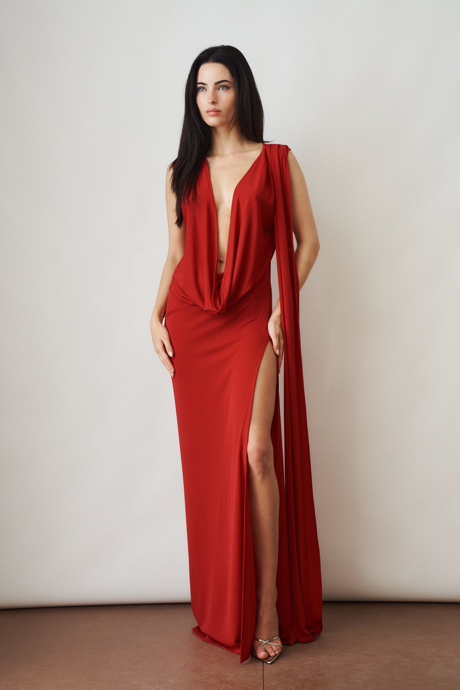 Cowl Red Dress - DÉSORDRE