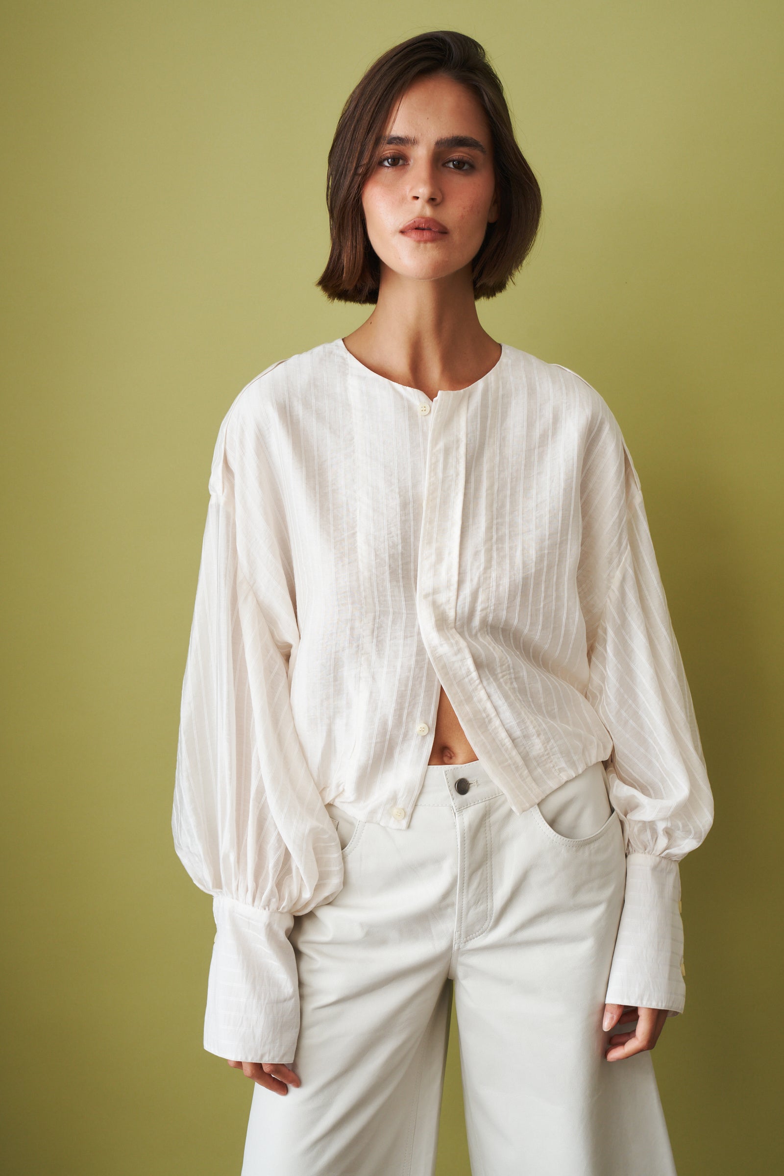 Diana Stripe Pleat Overshirt - DÉSORDRE