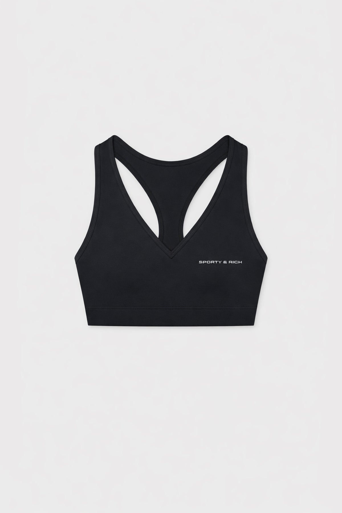 Federica Bold Logo V Neck Sports Bra Black | Sporty & Rich at Désordre
