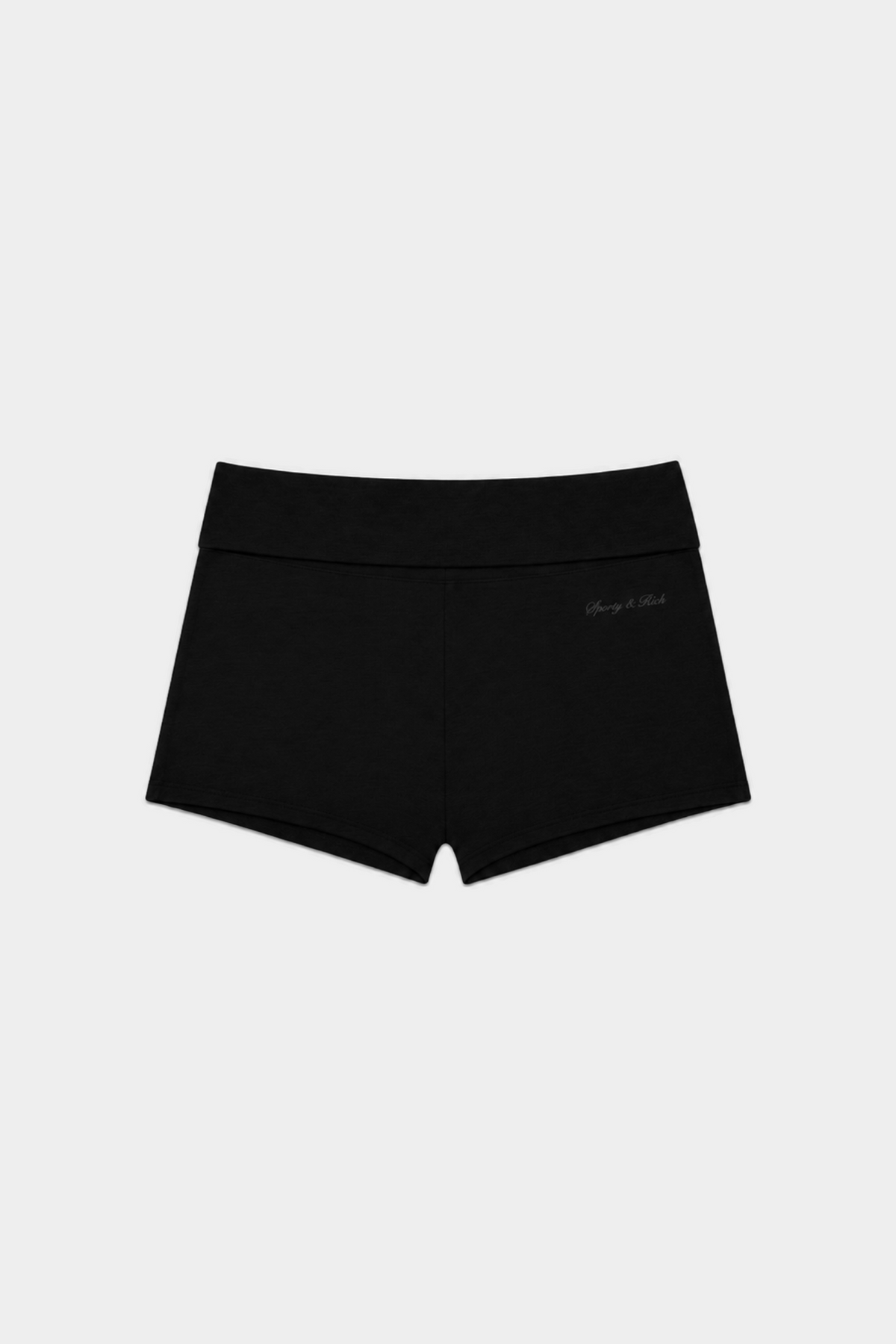 Clementine Signature Logo Foldover Short Black | Sporty & Rich at Désordre