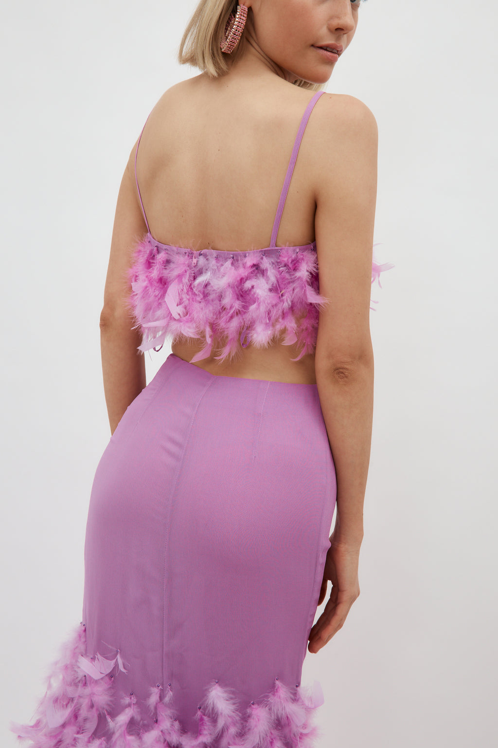 Feather Lilac Pink Crop Top