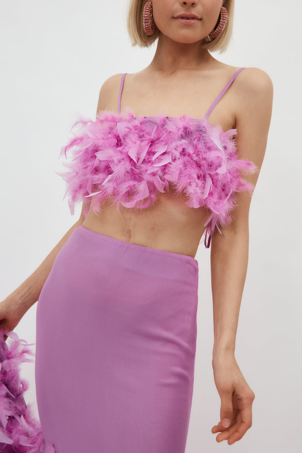 Feather Lilac Pink Crop Top