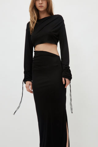 Long Sleeve Cut Out Black Dress
