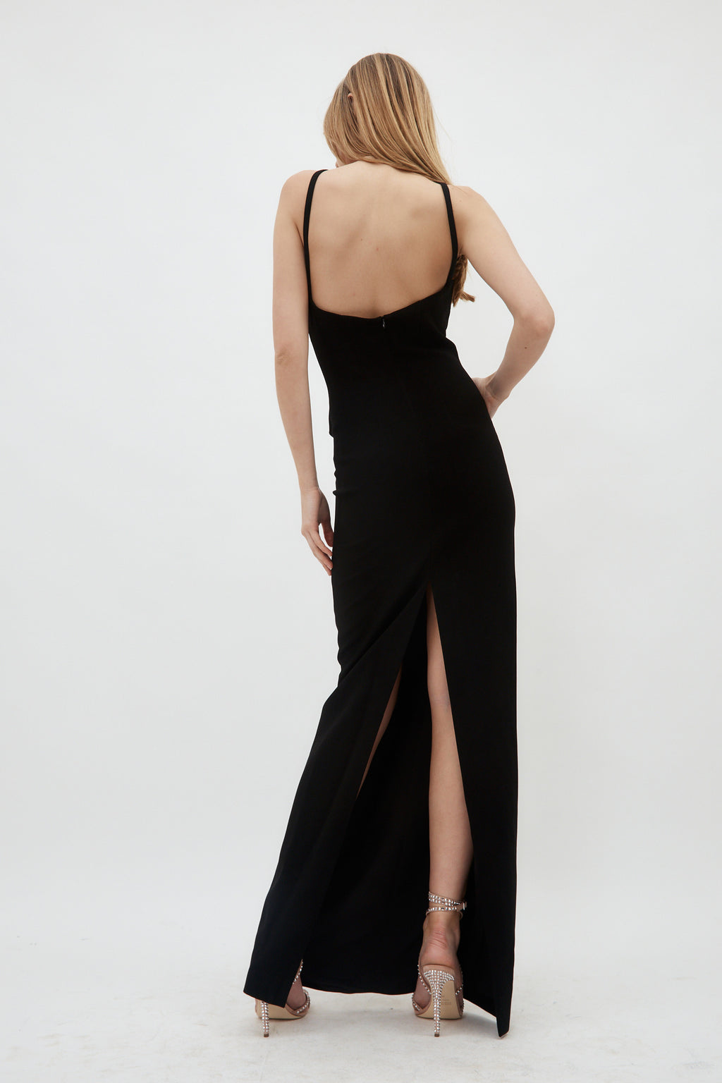Halterneck Black Petal Cut Out Dress