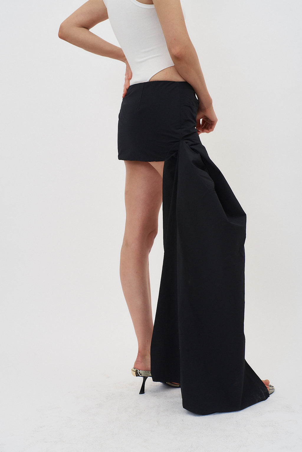 Draped Bustle Black Micro Skirt