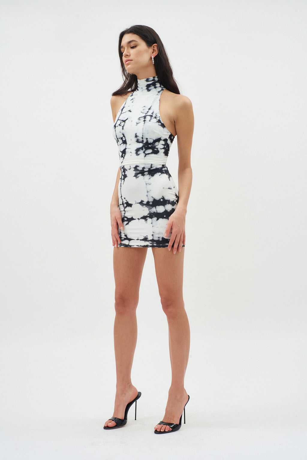 Boden White Black Print Mini Dress