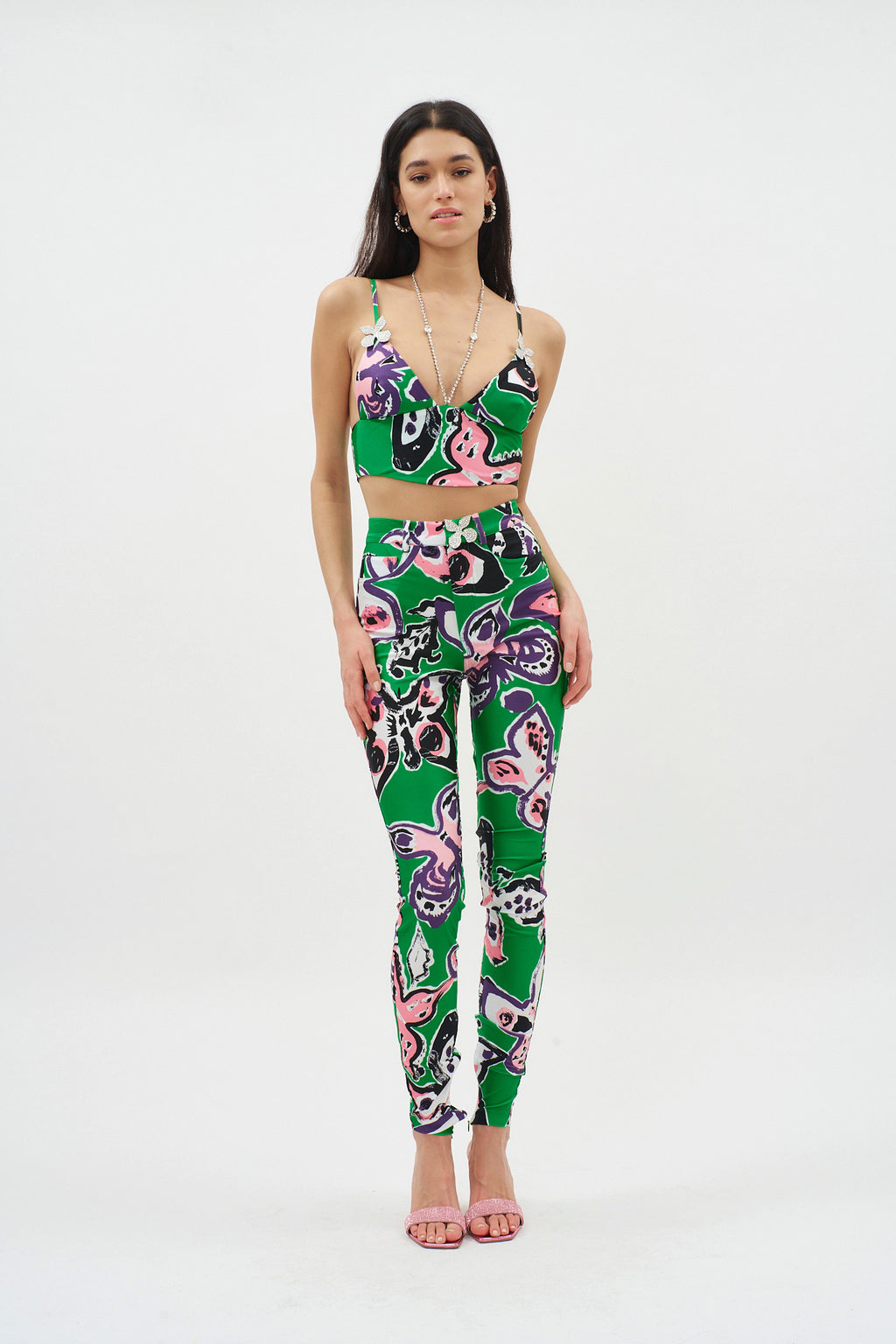 Butterfly Green Multi Printed Cami Top
