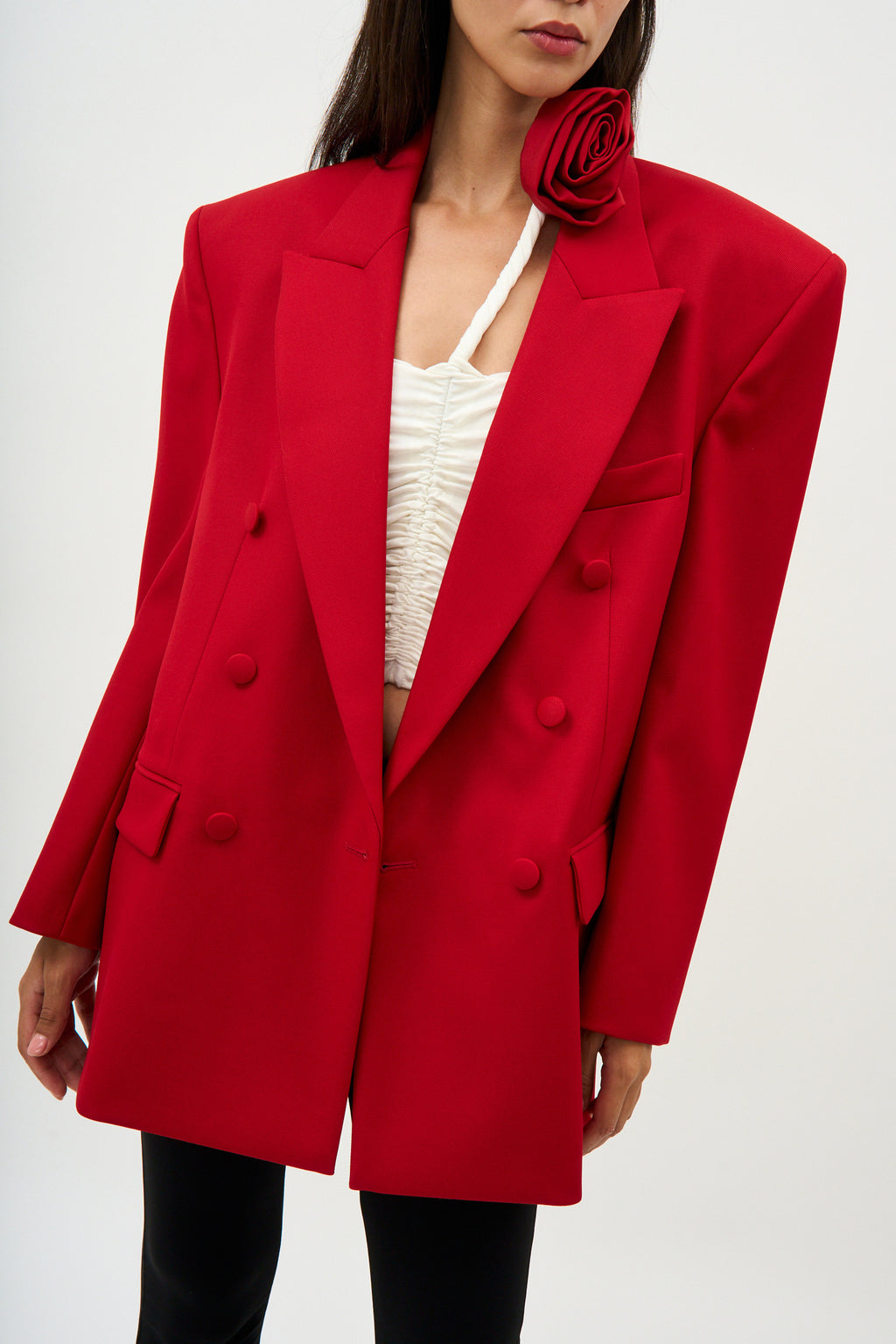Oversized Triple Breasted Red Blazer