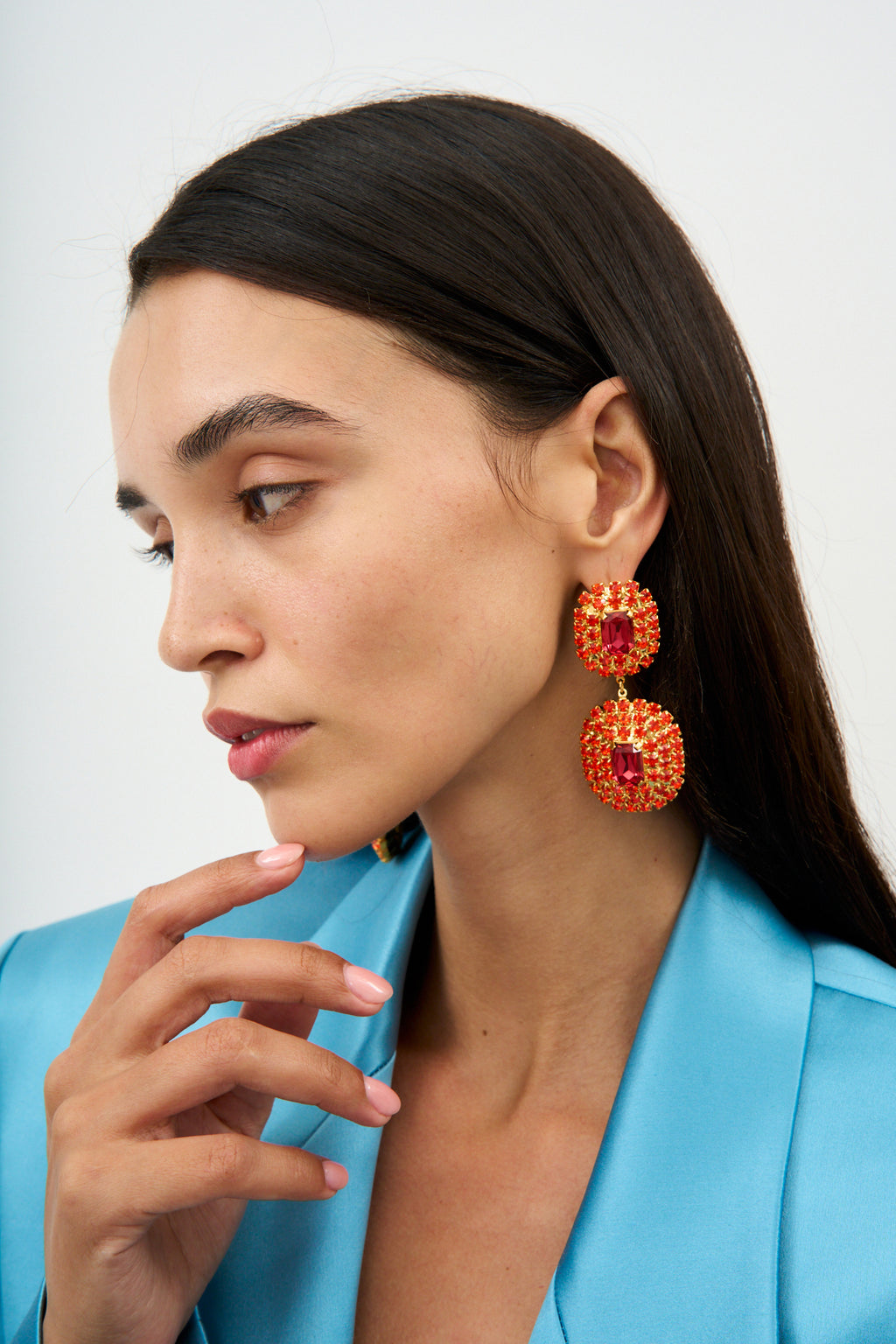 Crystal Drop Orange Earrings