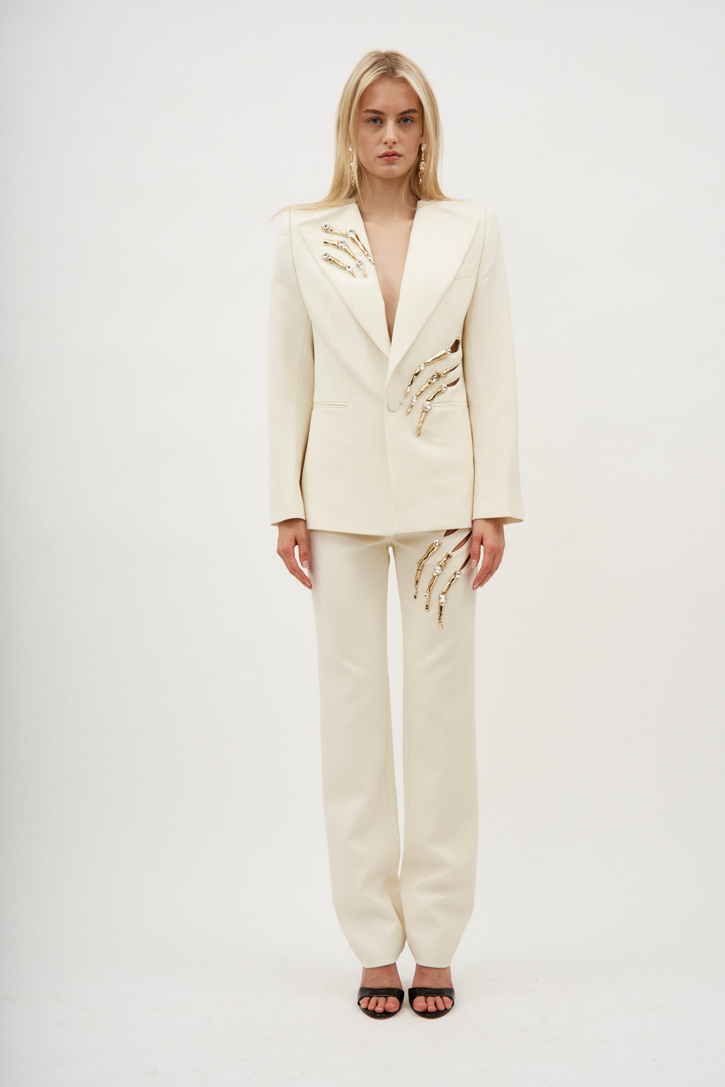 Claw Cutout Relaxed Ivory Blazer