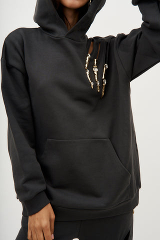 Claw Cutout Charcoal Hoodie