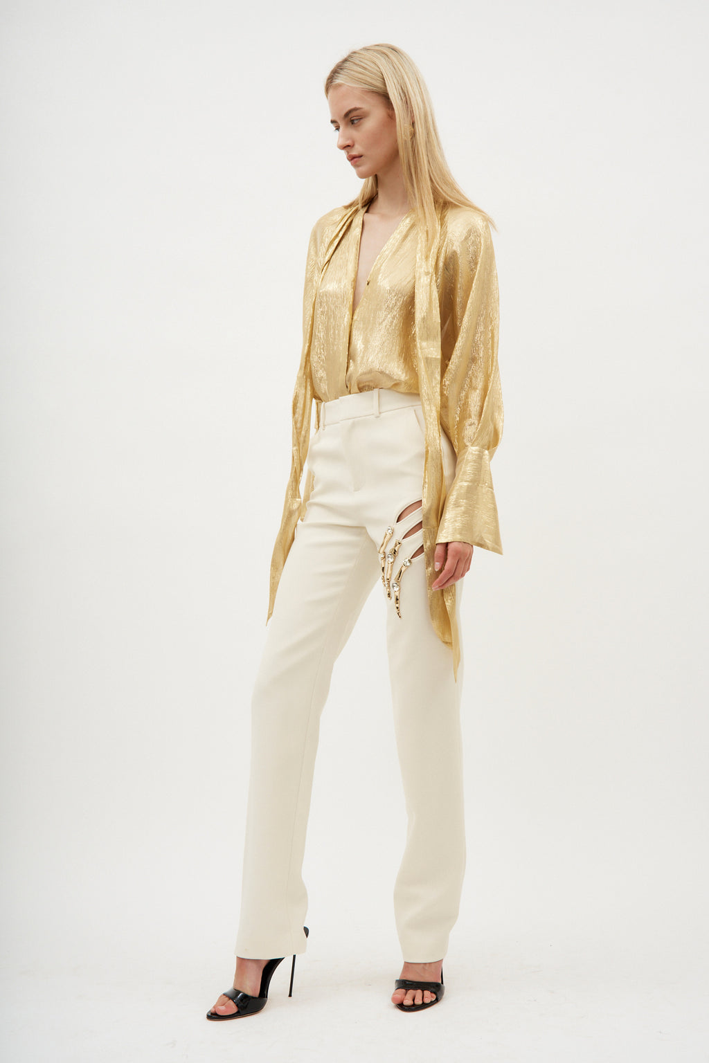 Claw Cutout Ivory Trouser