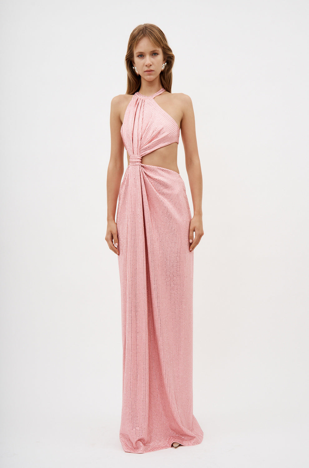 Crystal Embellished Knot Gown Candy Rose