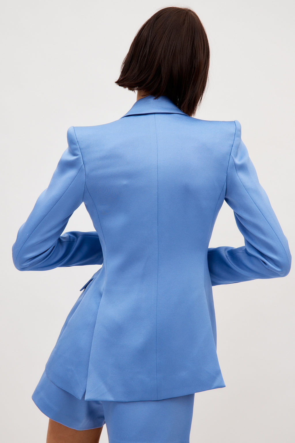Satin Crepe Fitted Periwinkle Blazer