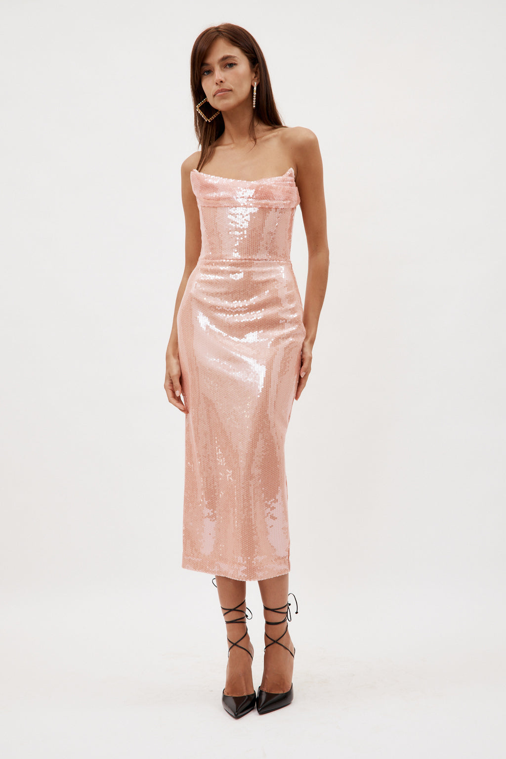 Sequin Curved Strapless Drape Dress – Alex Perry