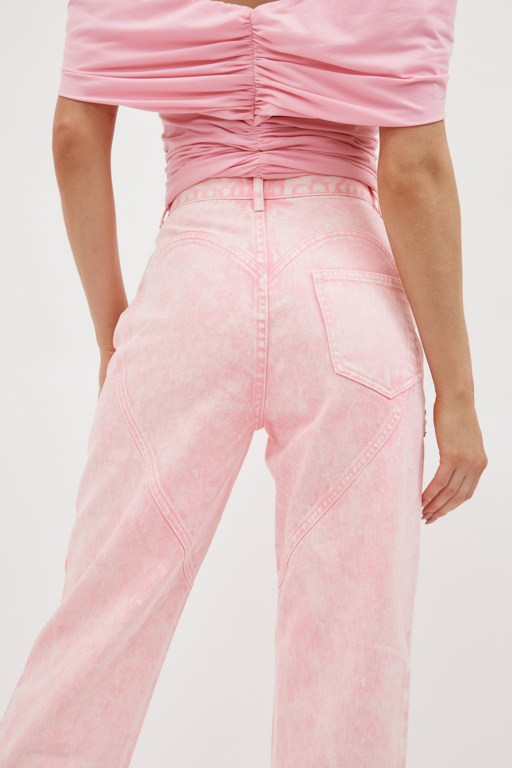 Crystal Slit Powder Pink Jean