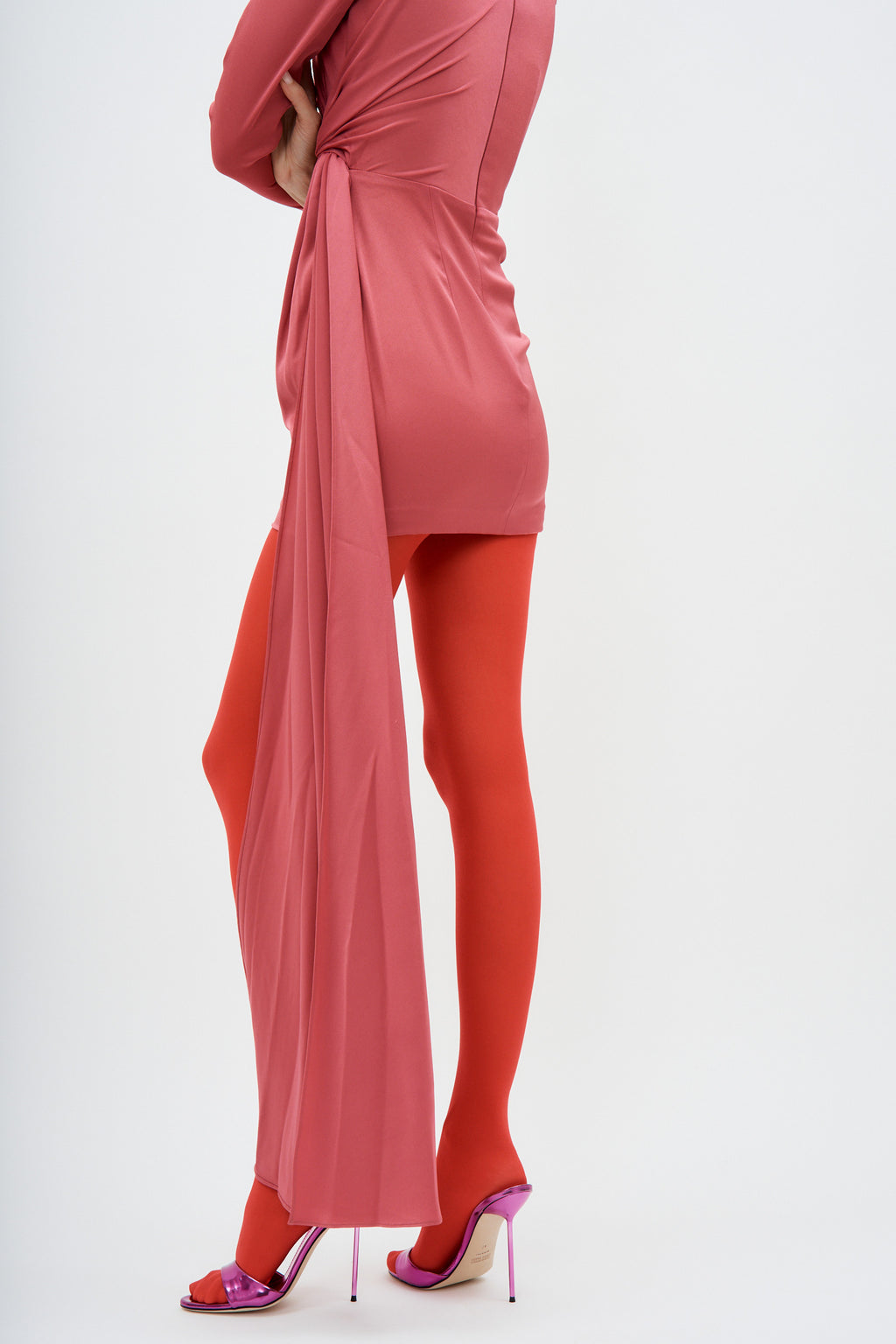 Long Sleeve Twist Mini Garnet Rose Dress