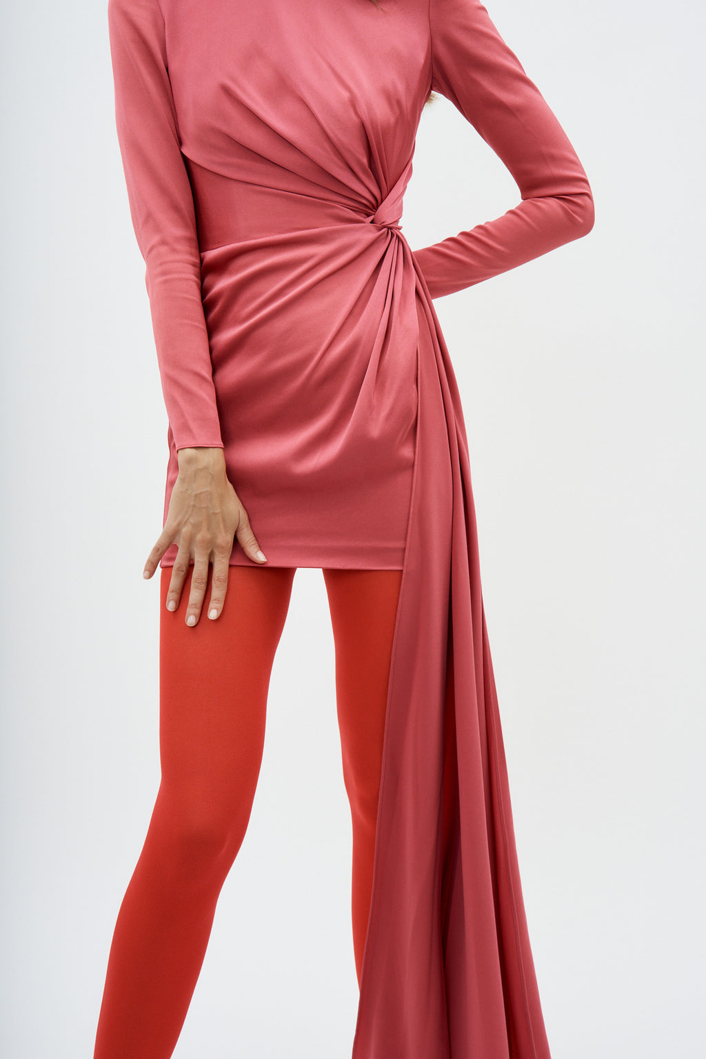 Long Sleeve Twist Mini Garnet Rose Dress