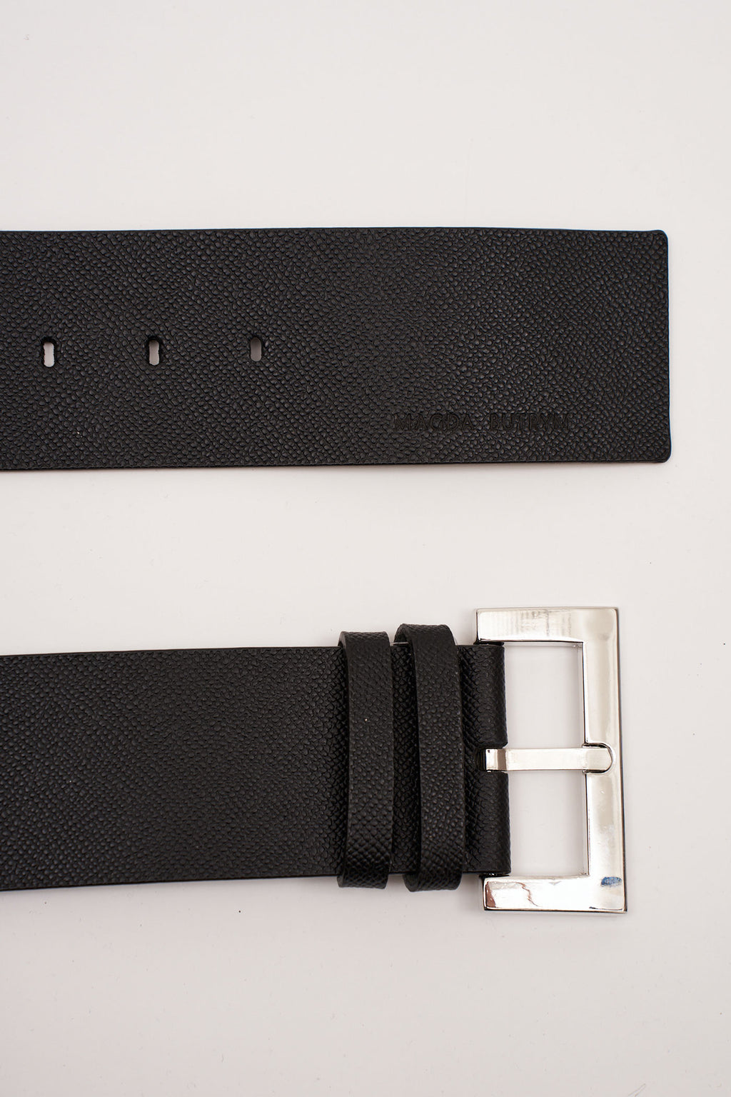 Wide Grained Leather Black Belt