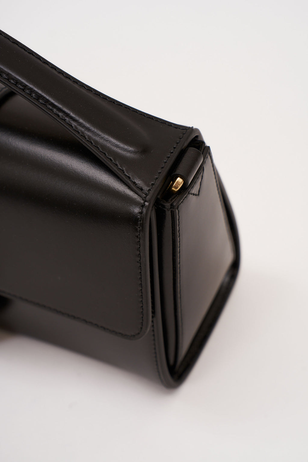 11.1 Black Mini Satchel with Flat Handle