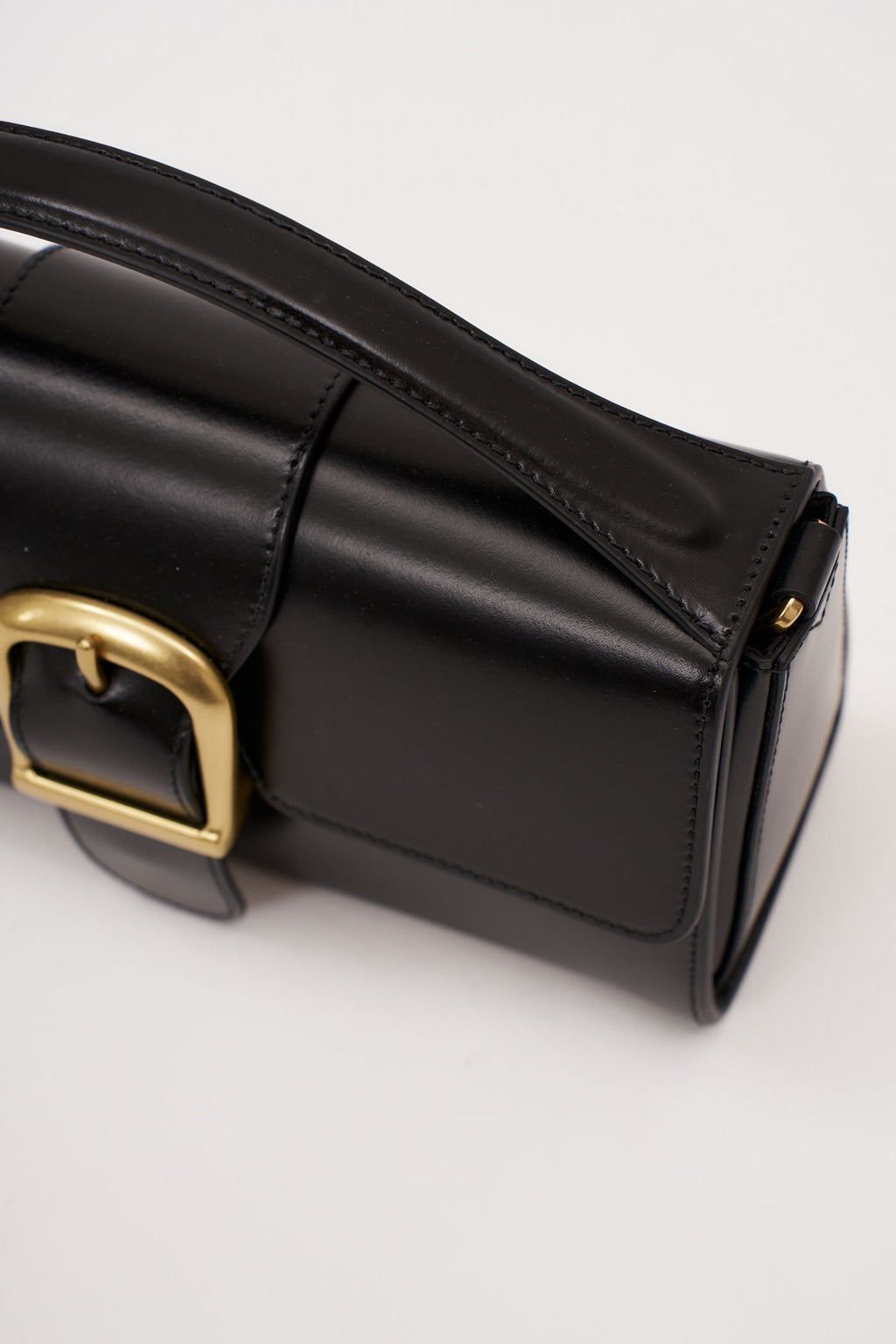 11.1 Black Mini Satchel with Flat Handle