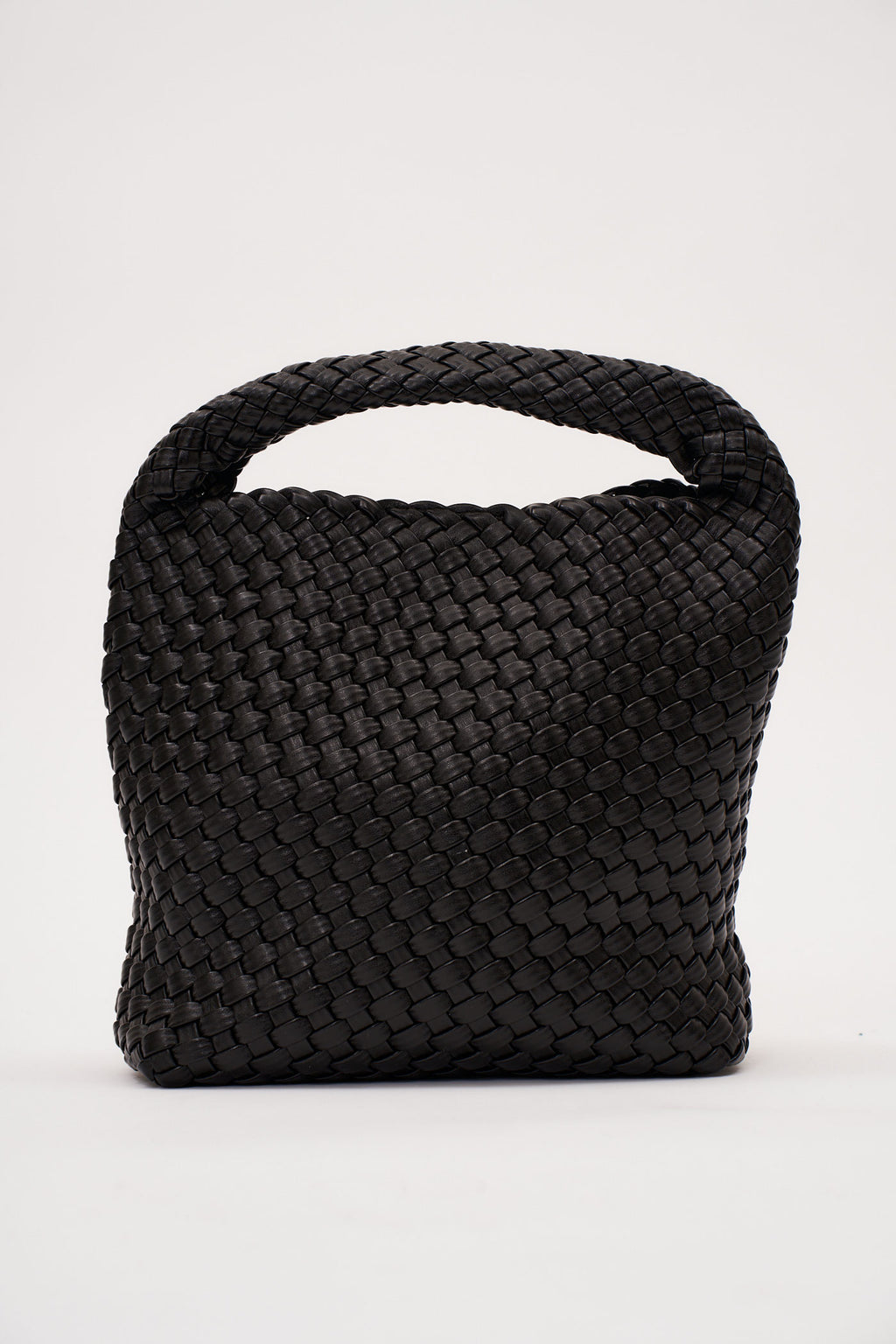 19.57 Black Recycled Alt-Leather Woven Small Tote