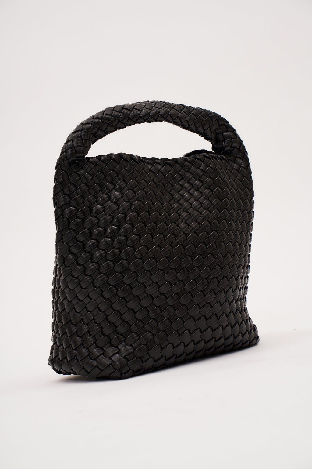 19.57 Black Recycled Alt-Leather Woven Small Tote