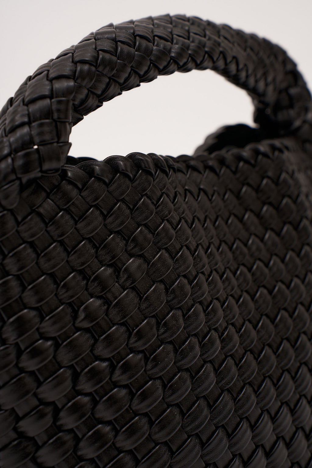 19.57 Black Recycled Alt-Leather Woven Small Tote