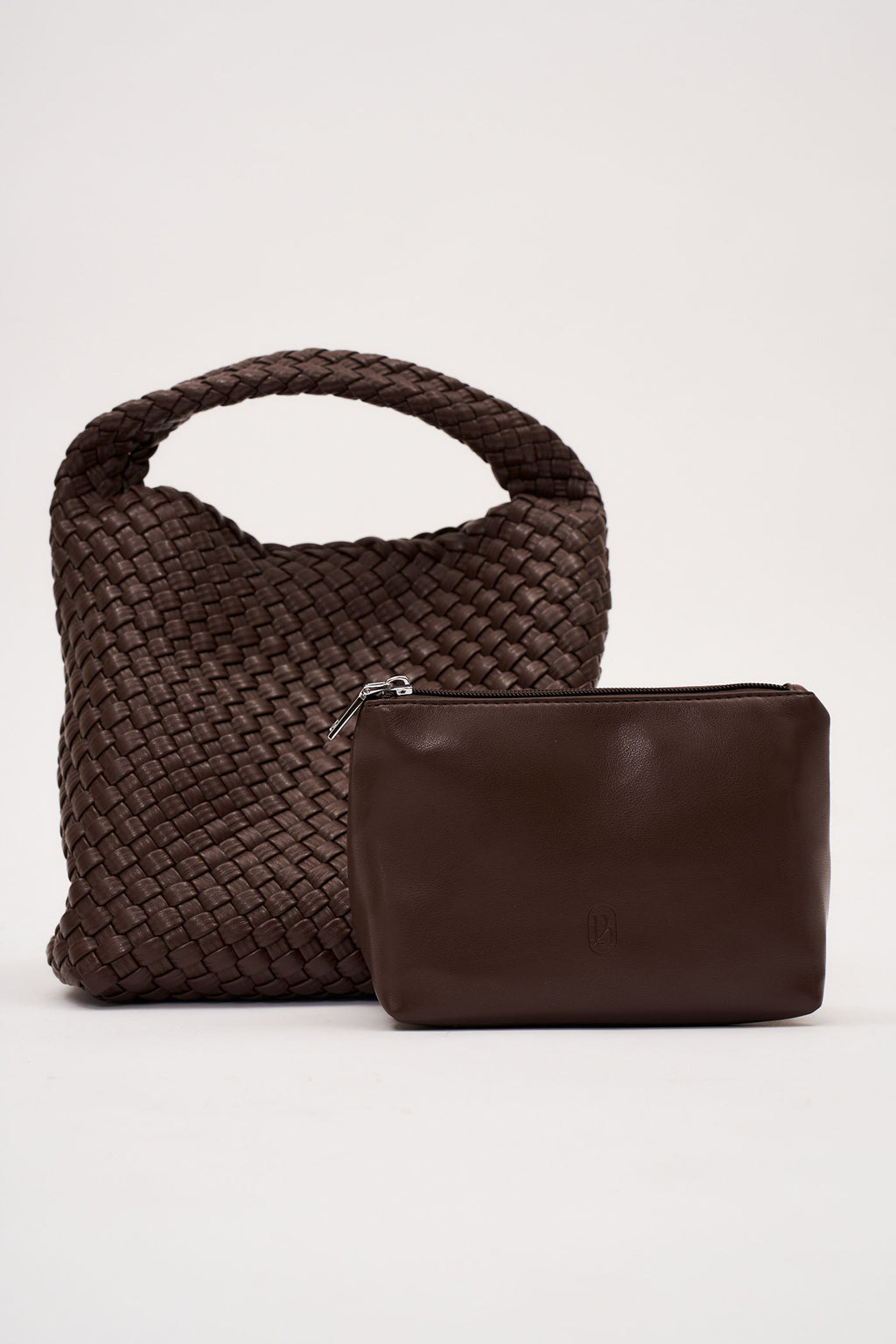 19.58 Brown Recycled Alt-Leather Woven Small Tote