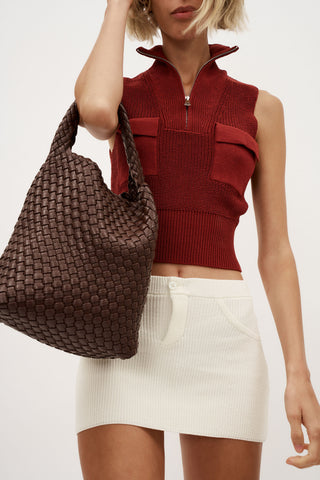 20.58 Brown Recycled Alt-Leather Woven Large Tote