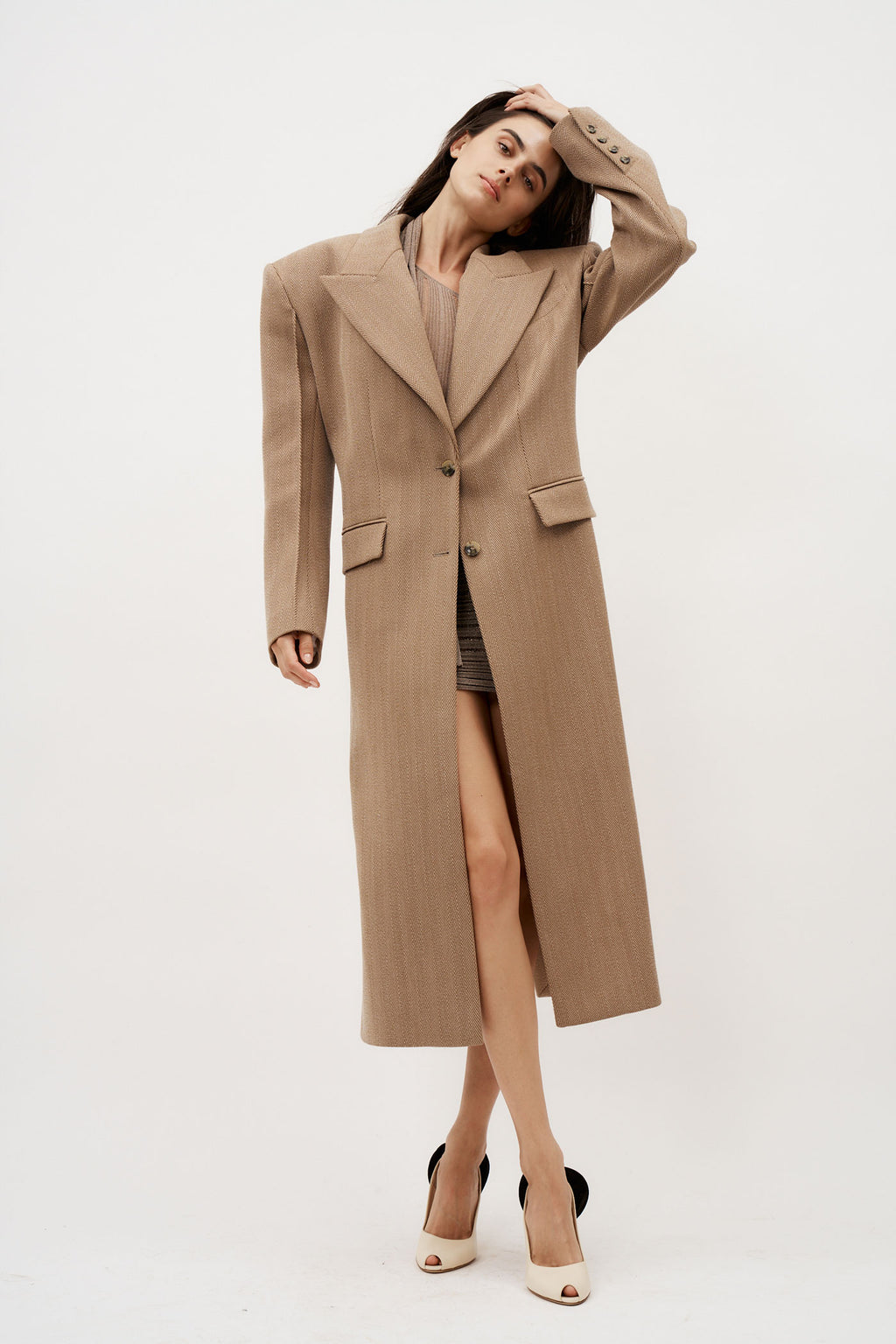 Darlow Herringbone Tan Coat