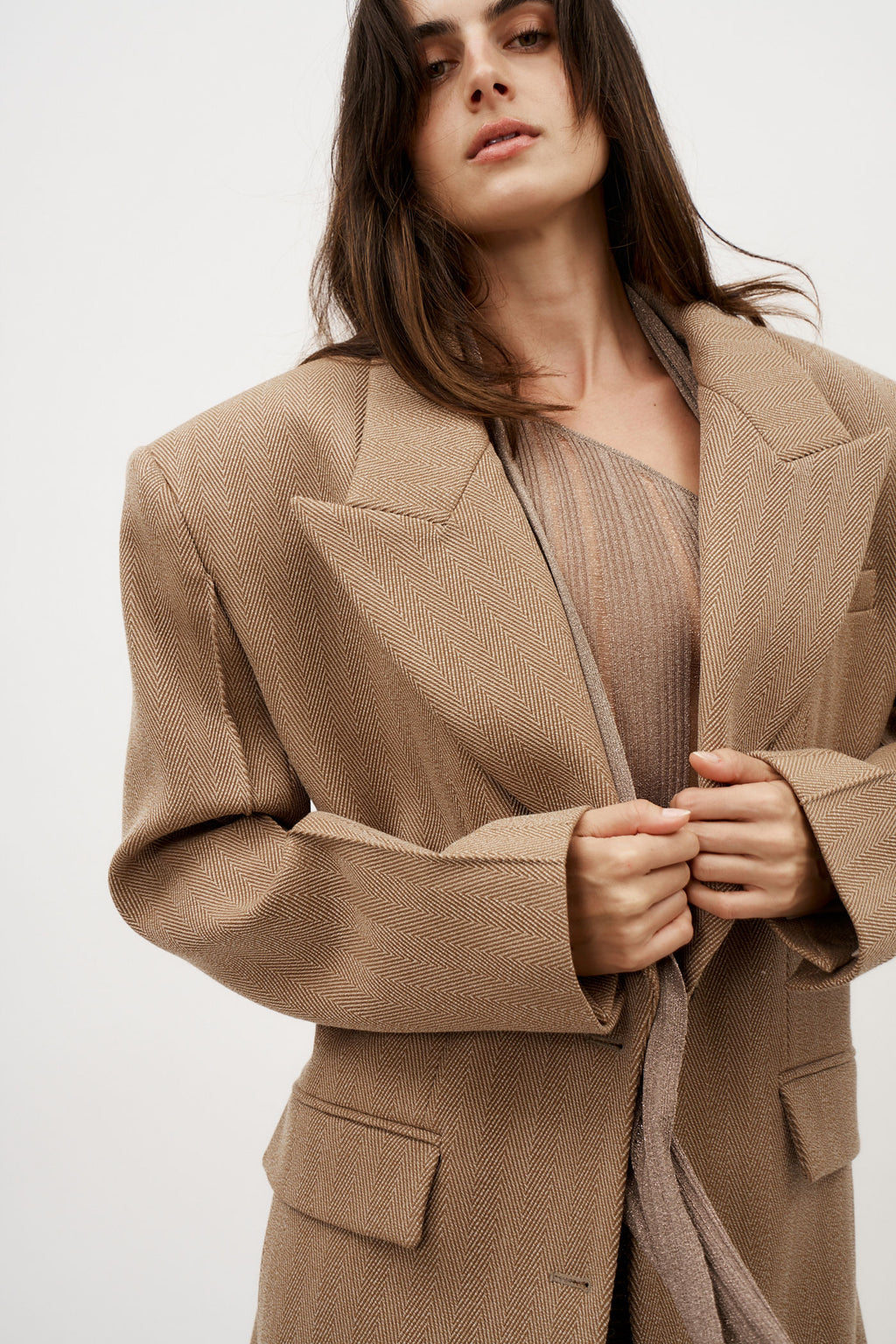 Darlow Herringbone Tan Coat