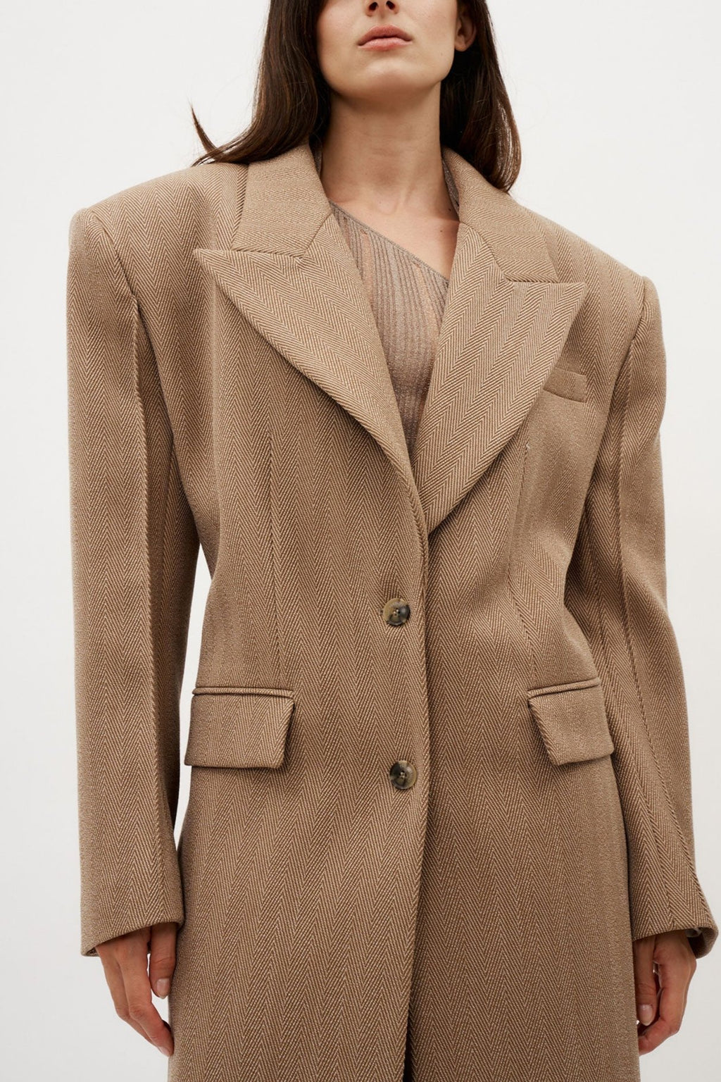 Darlow Herringbone Tan Coat