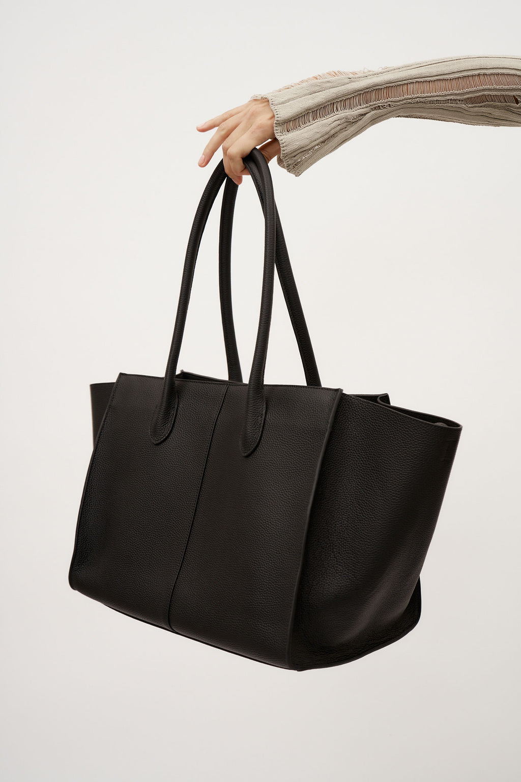 7.44 Black Soft Grained Large Tote