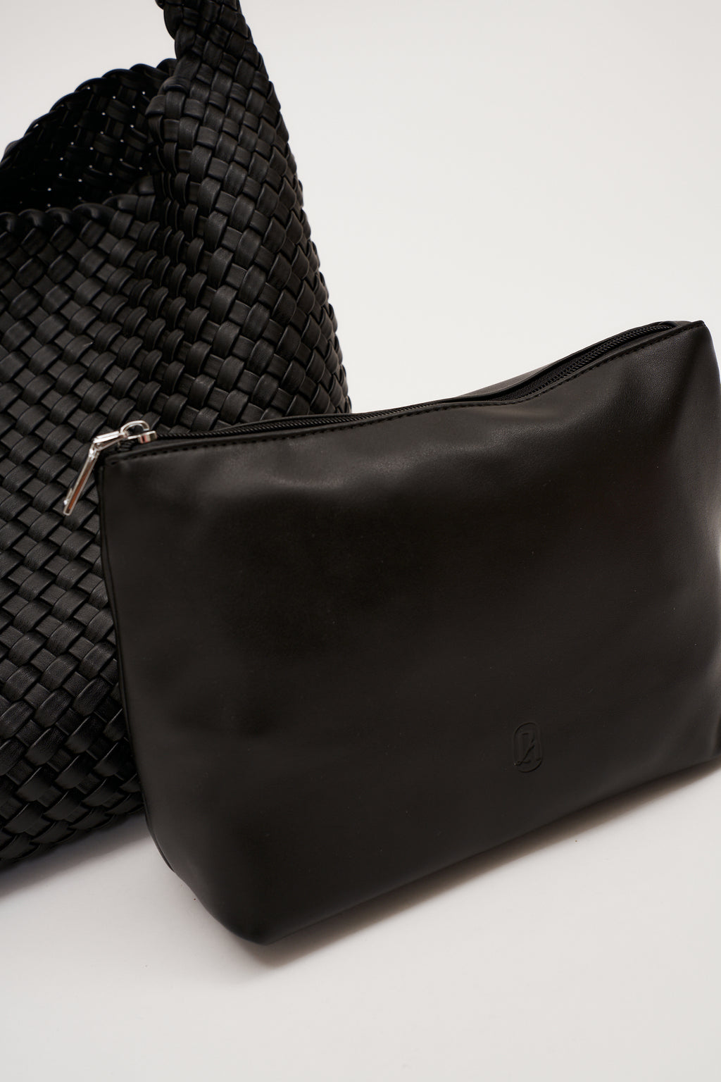 20.57 Black Recycled Alt-Leather Woven Large Tote