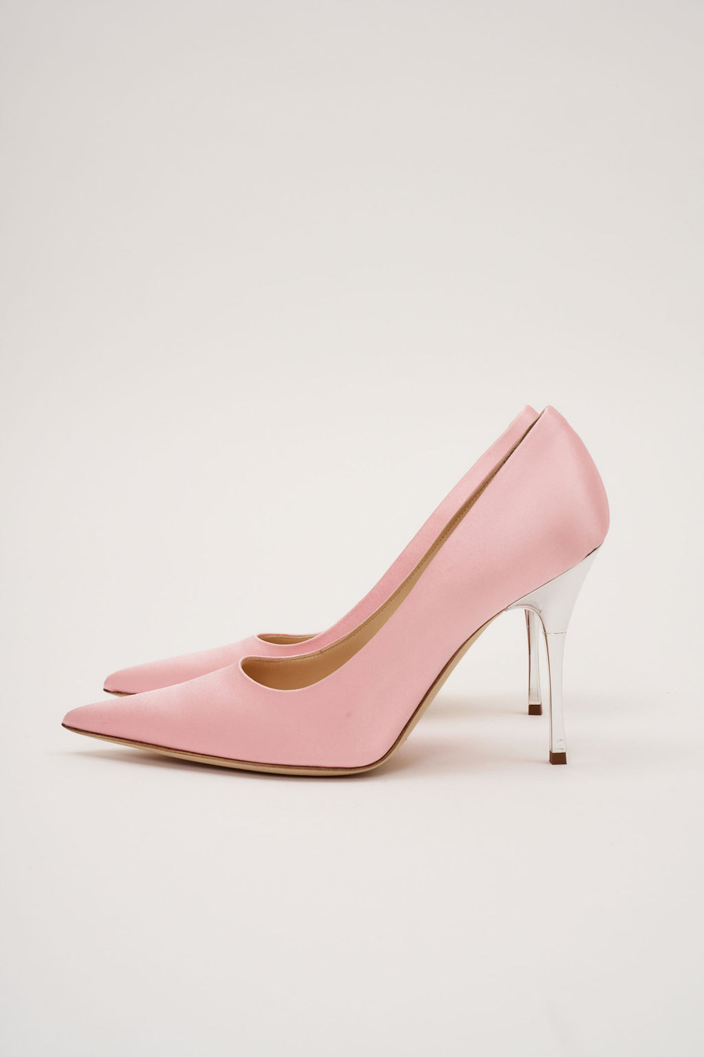 Pointed Toe Satin Pink Pumps