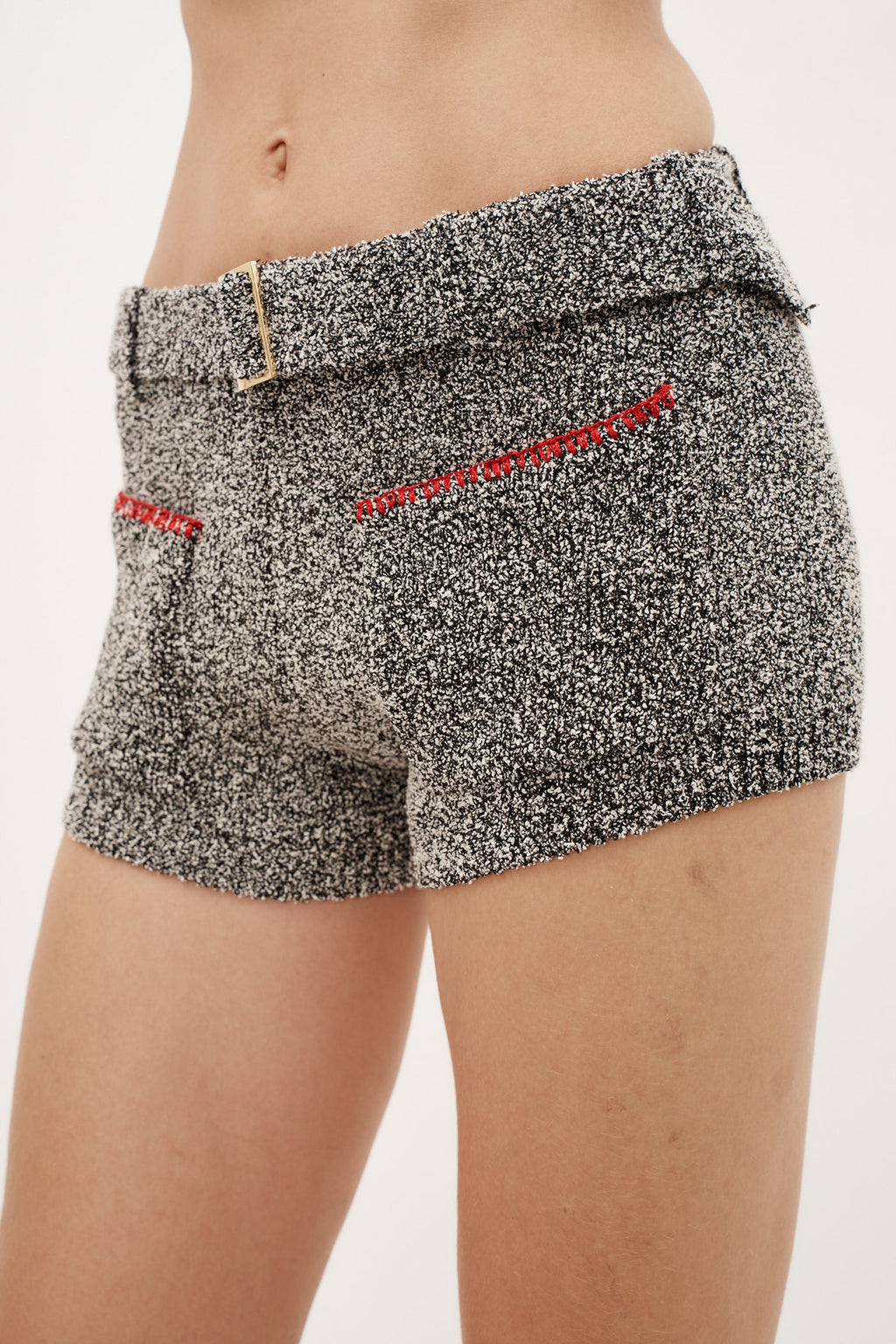 Cara Knitted Black Melange Shorts