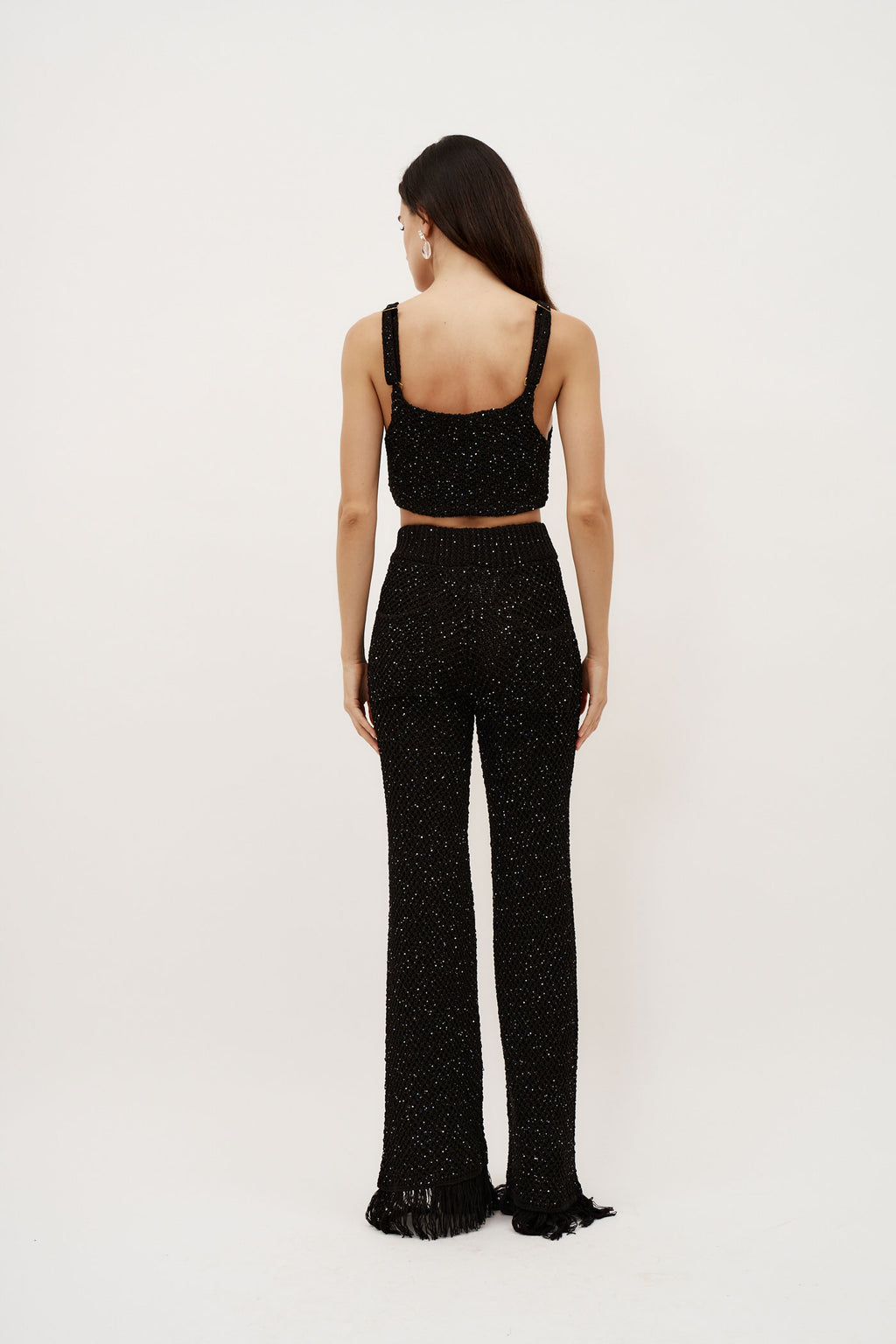 Grace Sequinned Black Crop