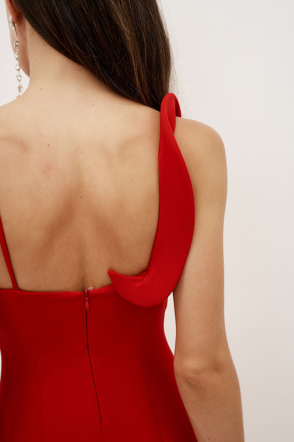 Sculptural Midi Red Dress