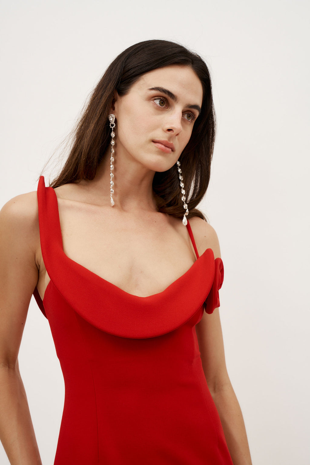 Sculptural Midi Red Dress