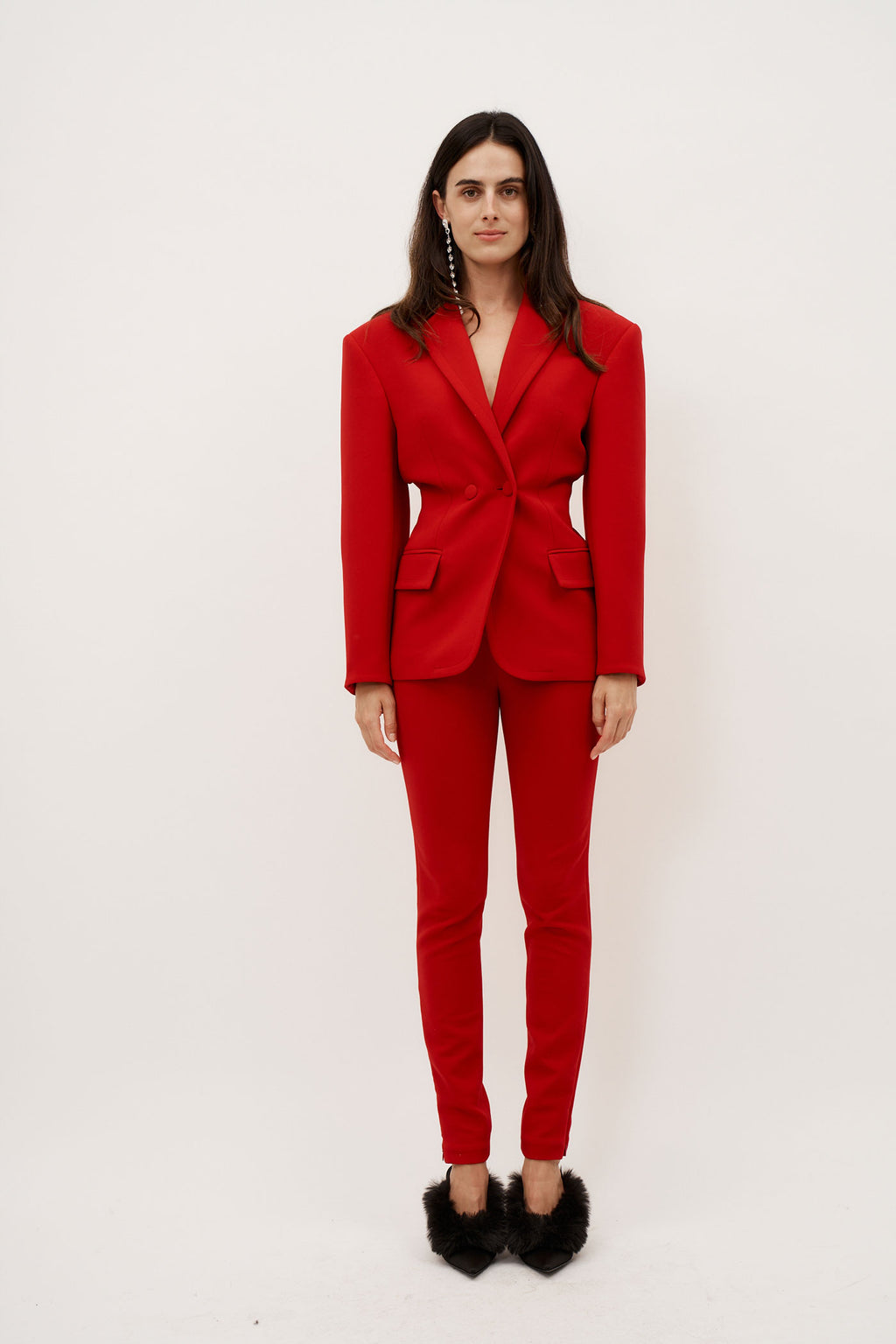 Skinny Tailored Red Trousers