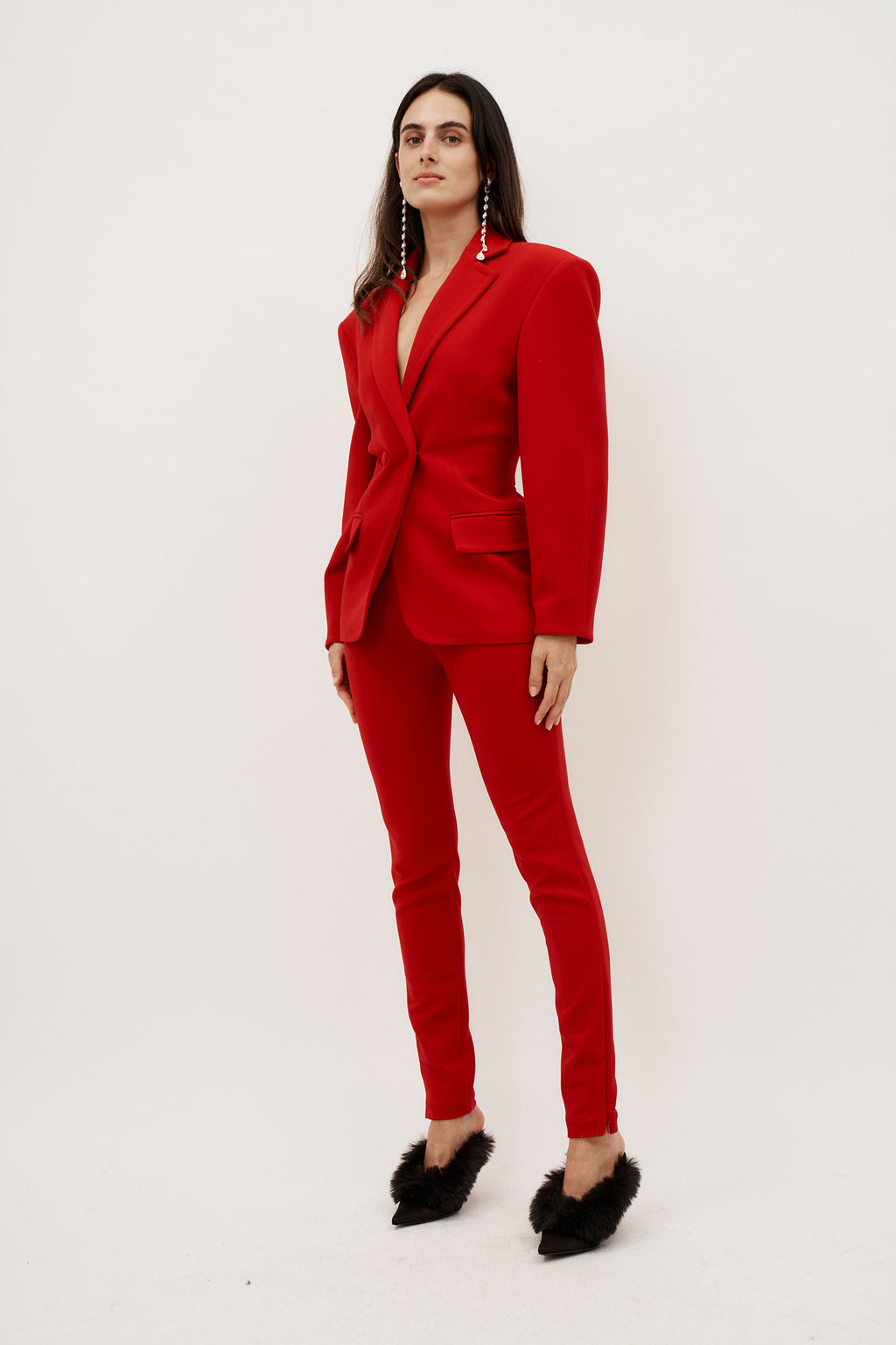 Double Button Hourglass Red Blazer