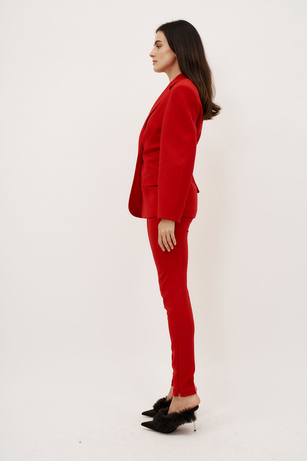 Double Button Hourglass Red Blazer