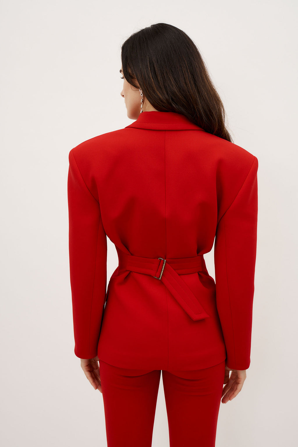 Double Button Hourglass Red Blazer